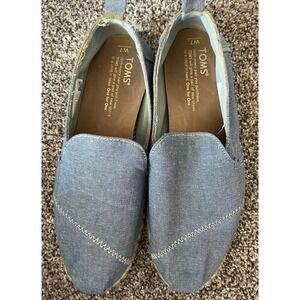 Tom's Women's 7 Denim With Jute Slip On Canvas‎ Blue